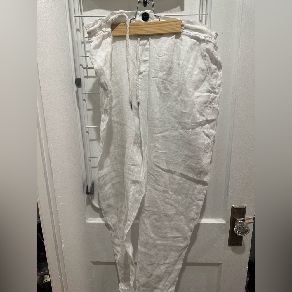 Authentic made in Italy white linen pants with pocket